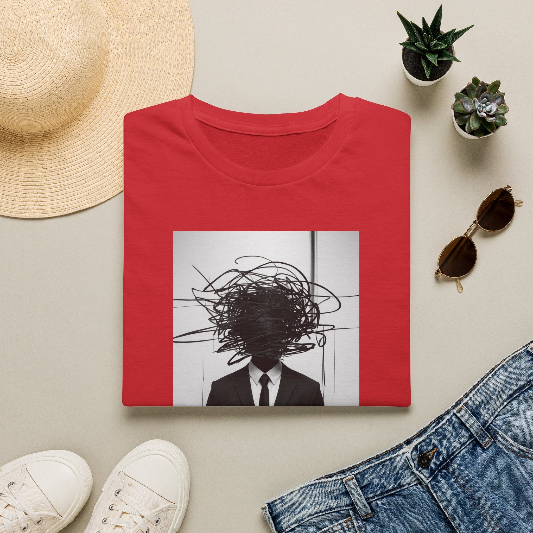 Abstract Scribble Head — T‑Shirt