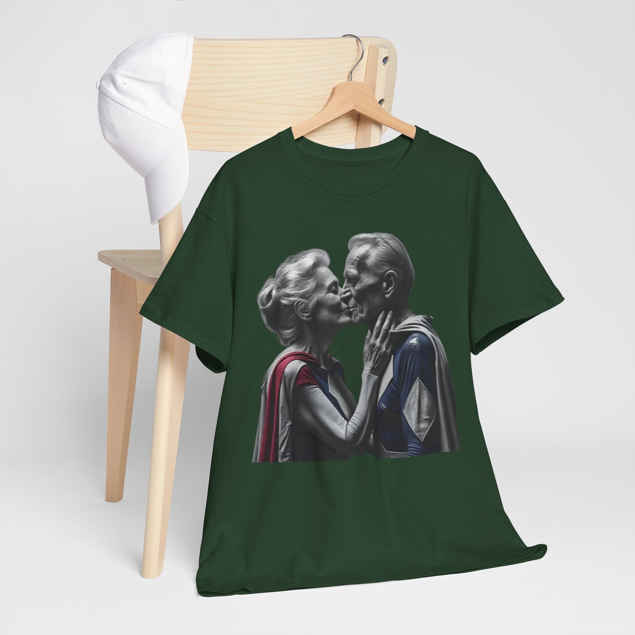 Kissing Old Superheroes — T‑Shirt