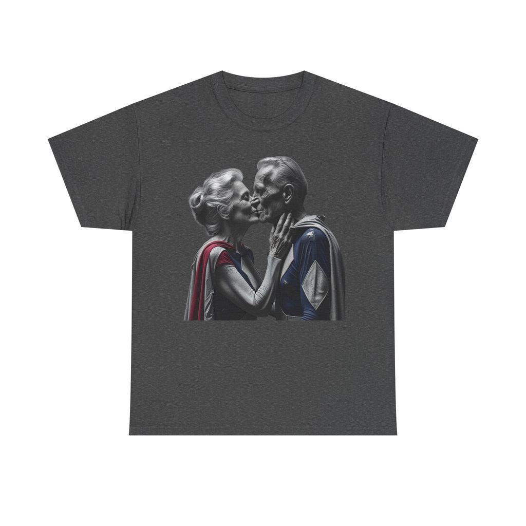Kissing Old Superheroes T-Shirt – Pop Culture Graphic Tee