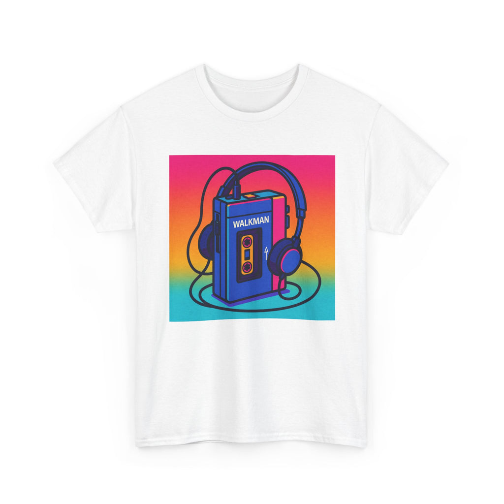 Retro Walkman T-Shirt in White – nostalgic music graphic tee
