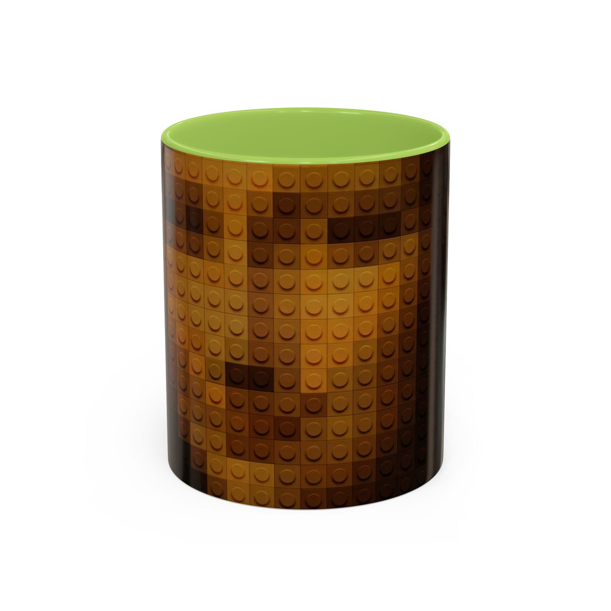 Lego Brick Portrait Mug in Light Green – brick mosaic portrait pop art mug