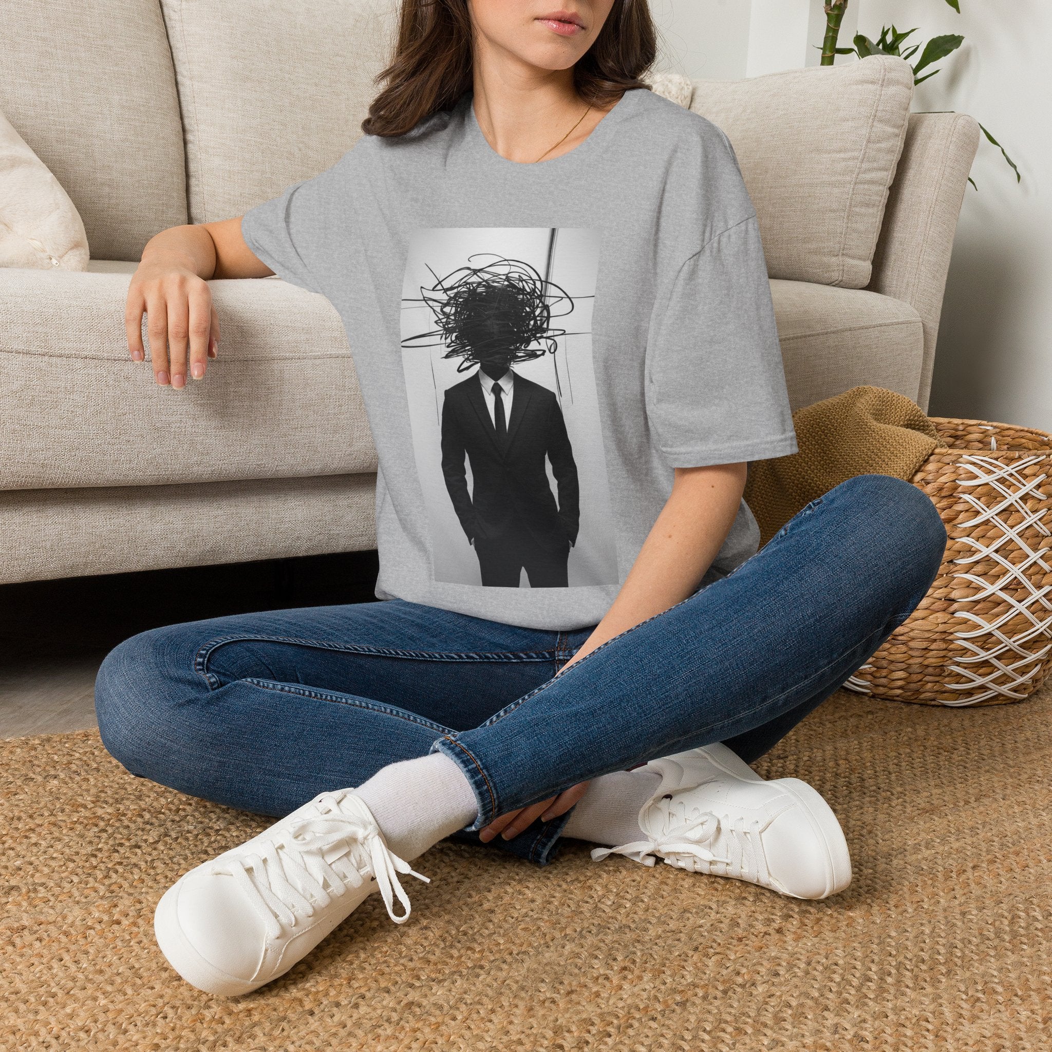 Abstract Scribble Head — T‑Shirt