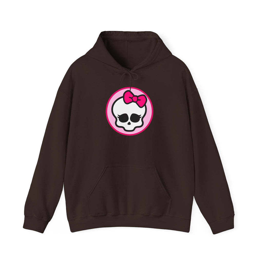 Pink Skull Bow Hoodie – cute pastel goth sweatshirt.