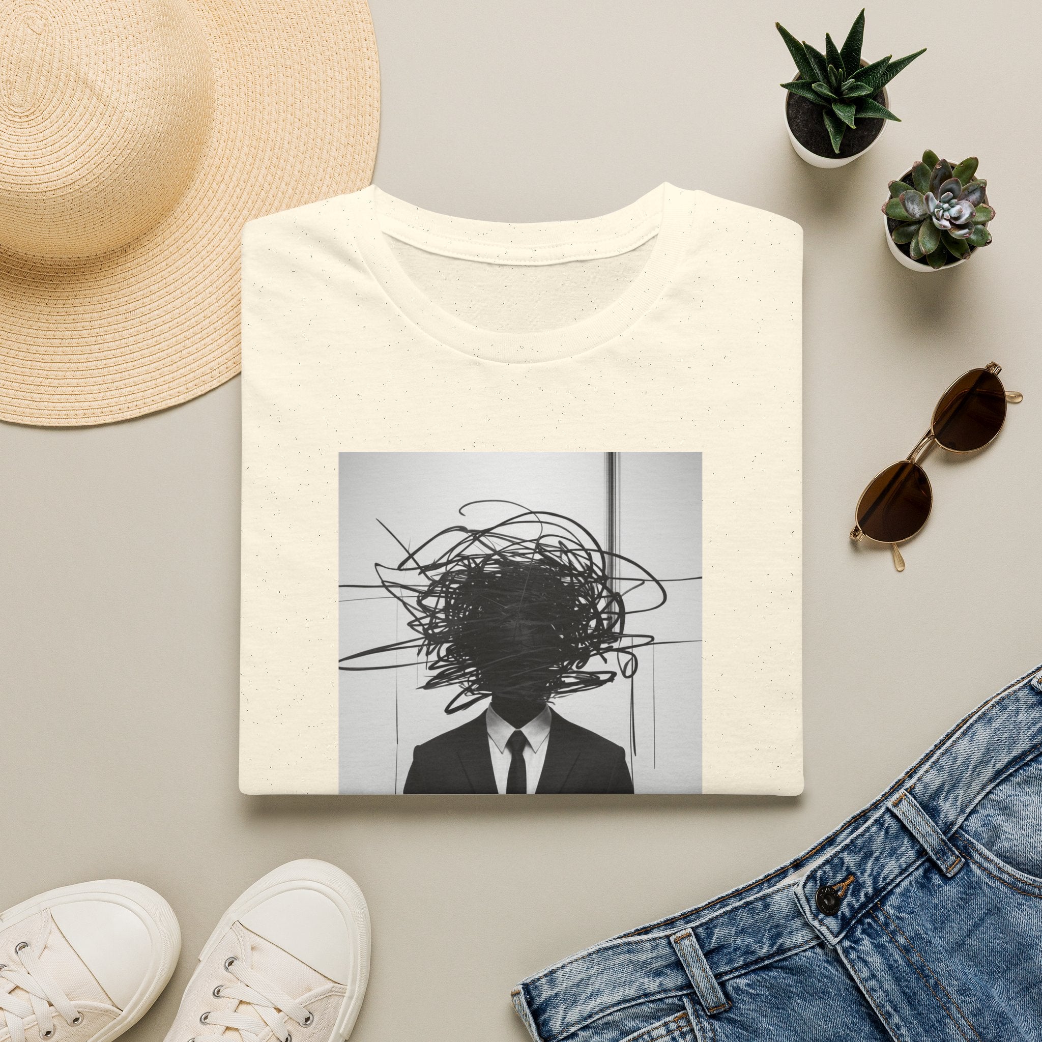 Abstract Scribble Head — T‑Shirt