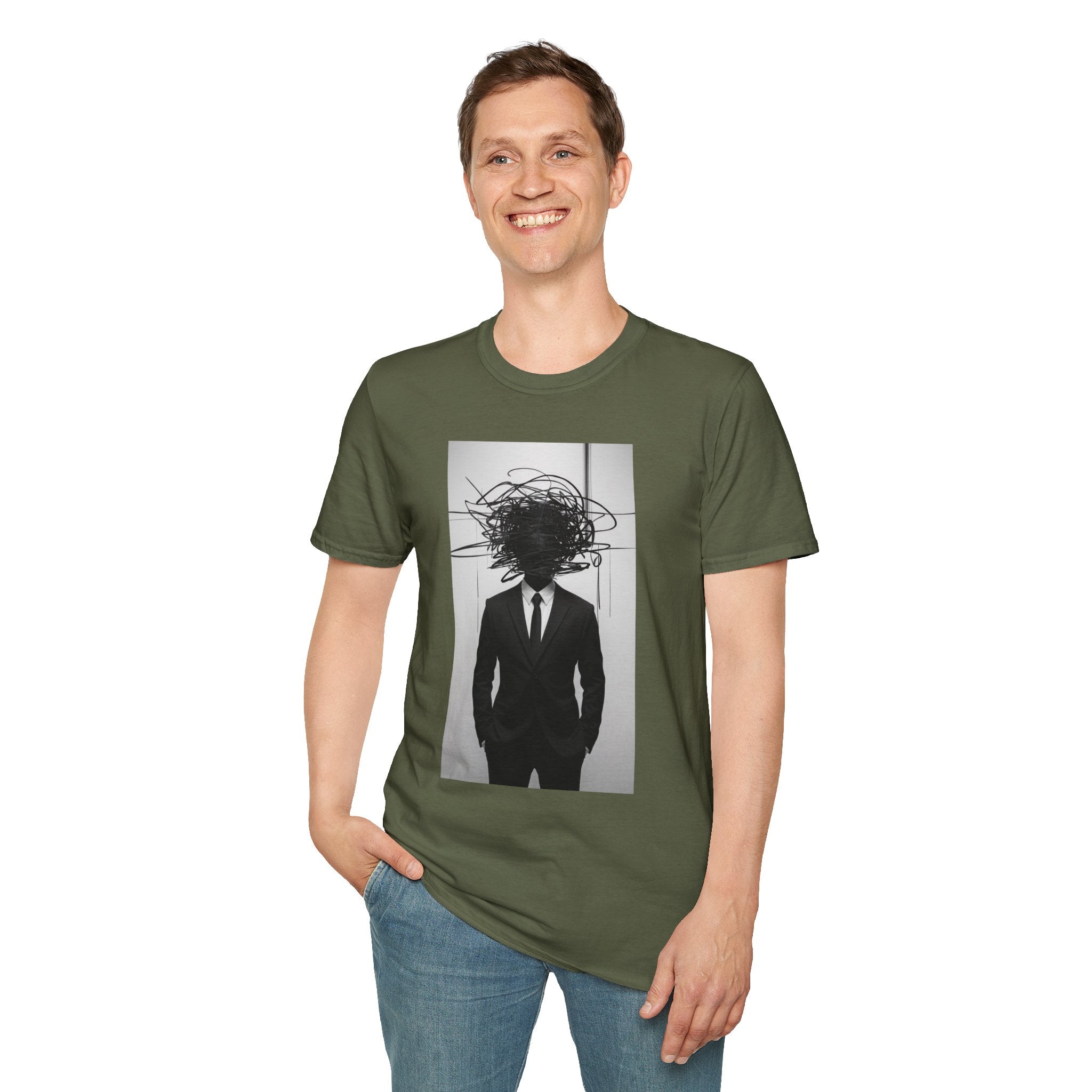 Abstract Scribble Head — T‑Shirt