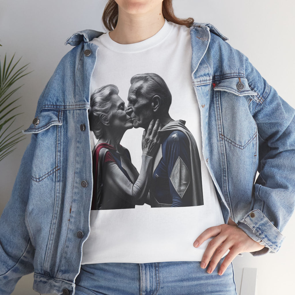 Kissing Old Superheroes — T‑Shirt