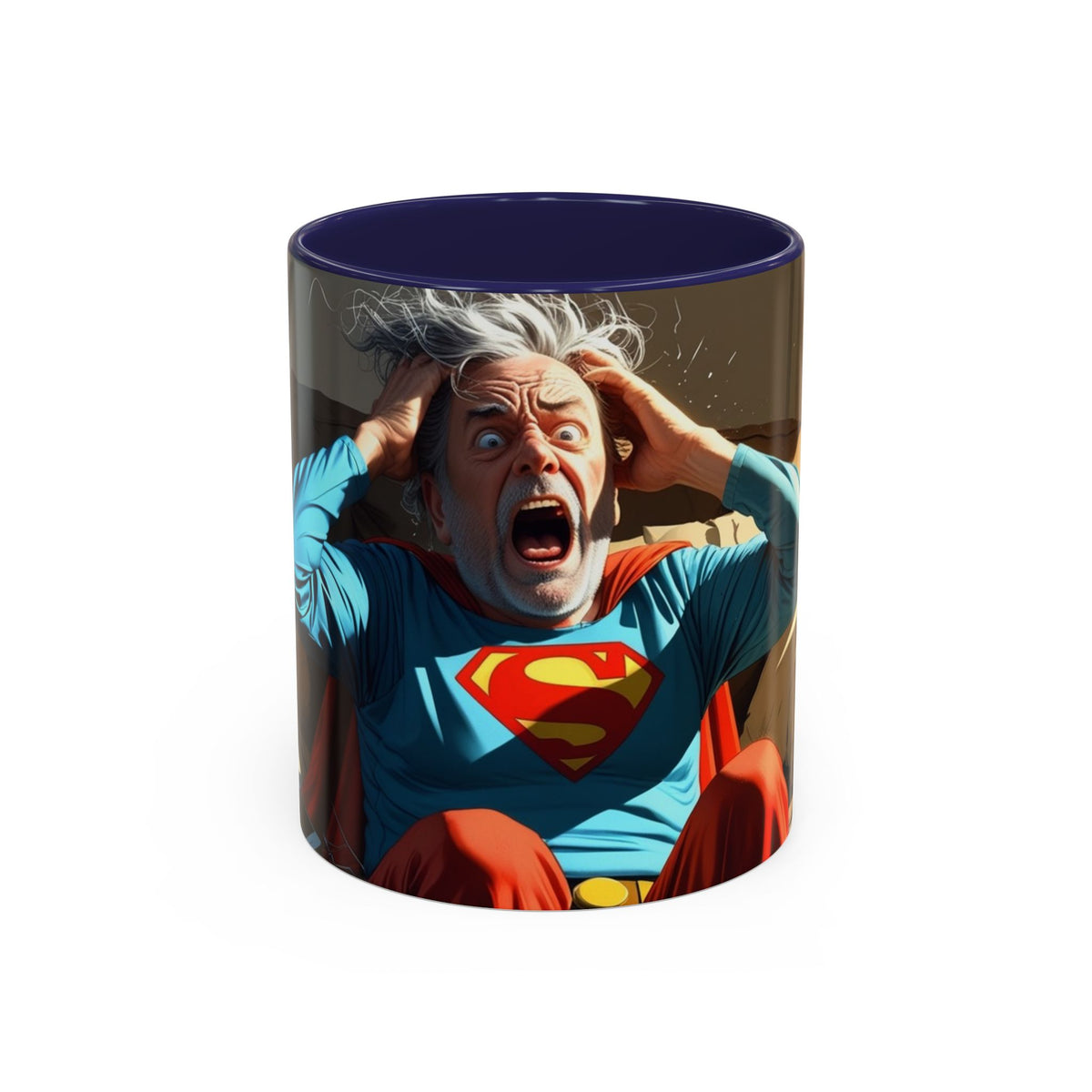 What the F Mug in Navy – superhero grandpa funny humor mug