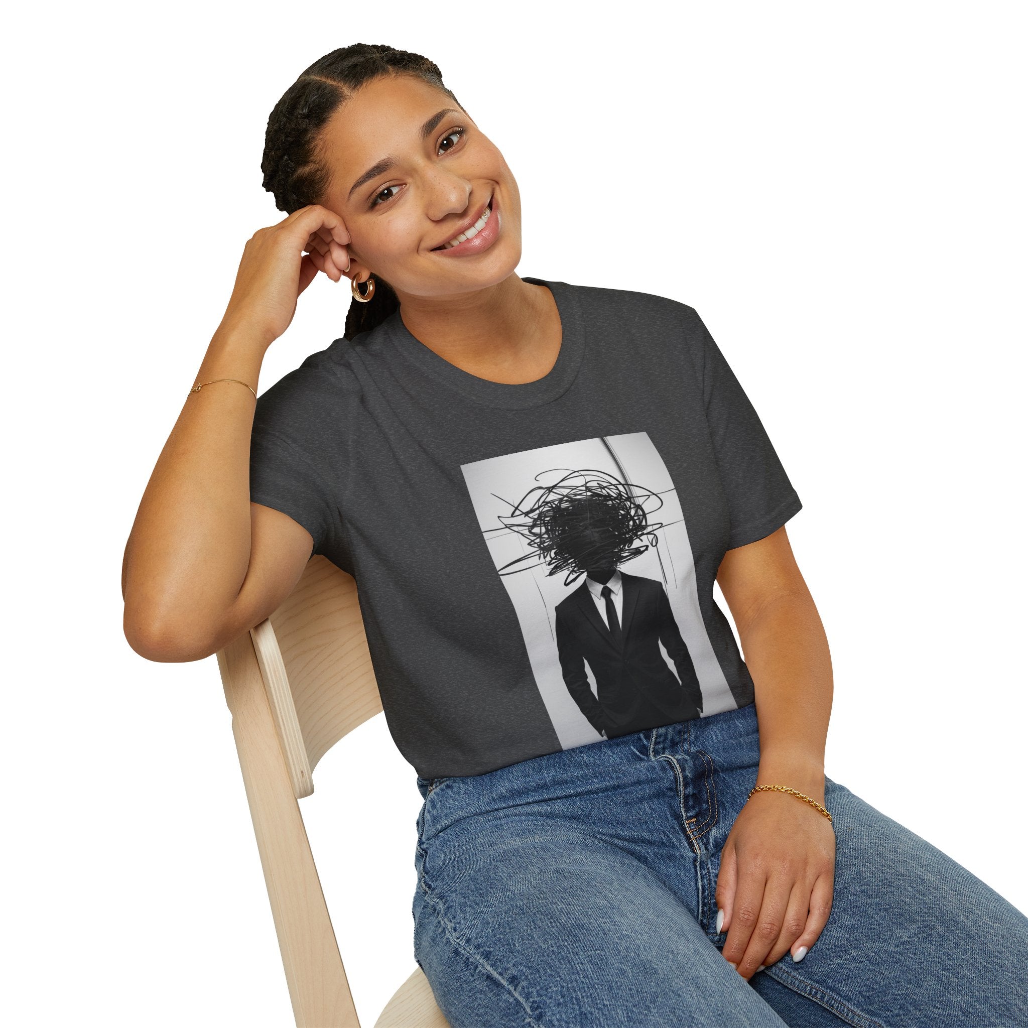 Abstract Scribble Head — T‑Shirt