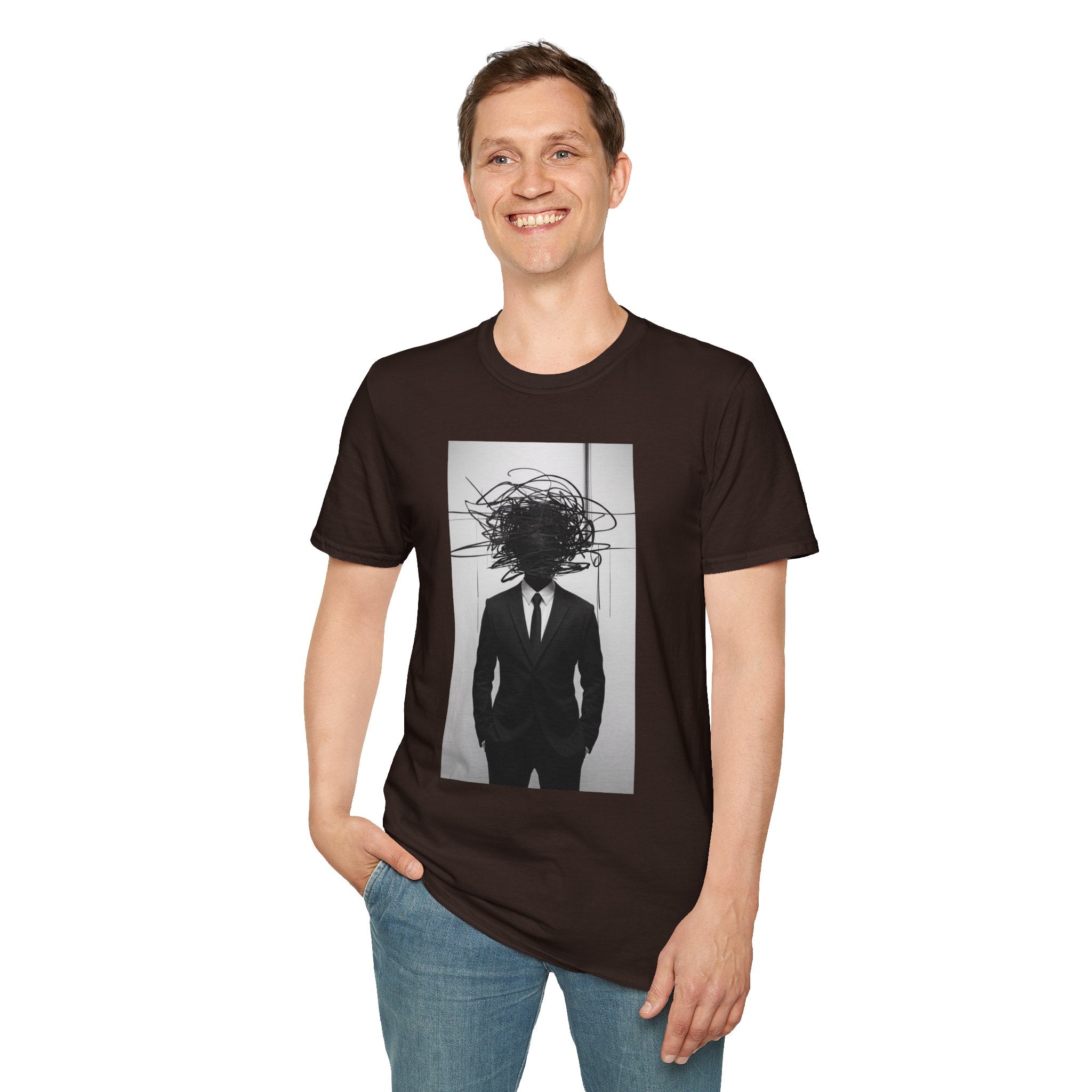 Abstract Scribble Head — T‑Shirt