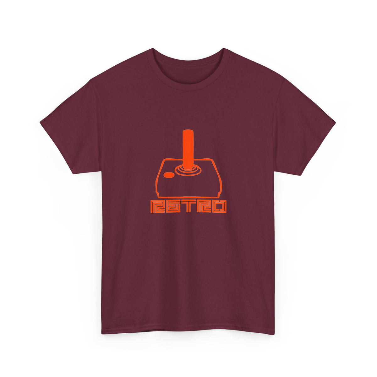 Retro Arcade Joystick T-Shirt in Maroon – nostalgic gaming graphic tee