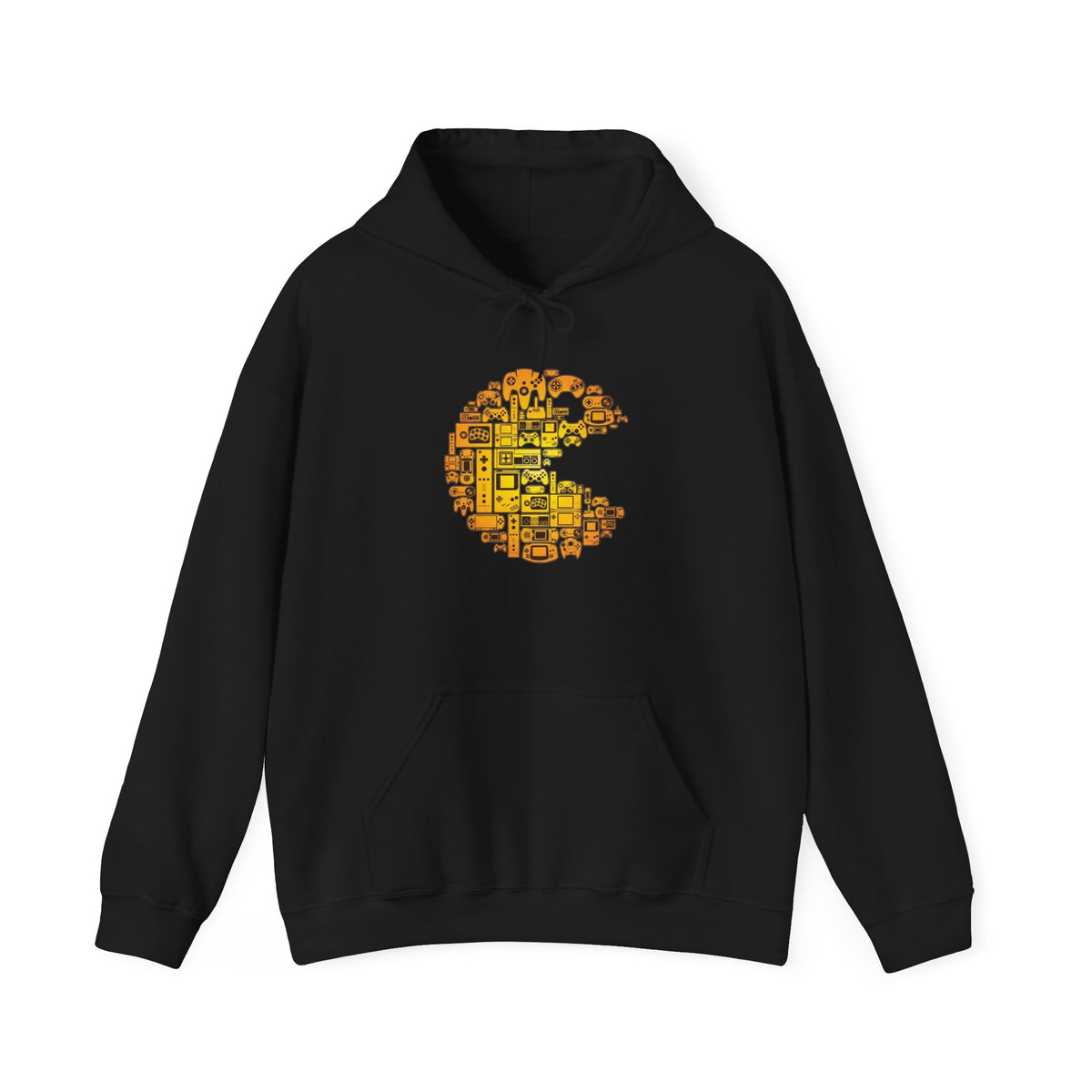 Pac-Man Retro Gaming Hoodie in Black – vintage arcade pixel art sweatshirt