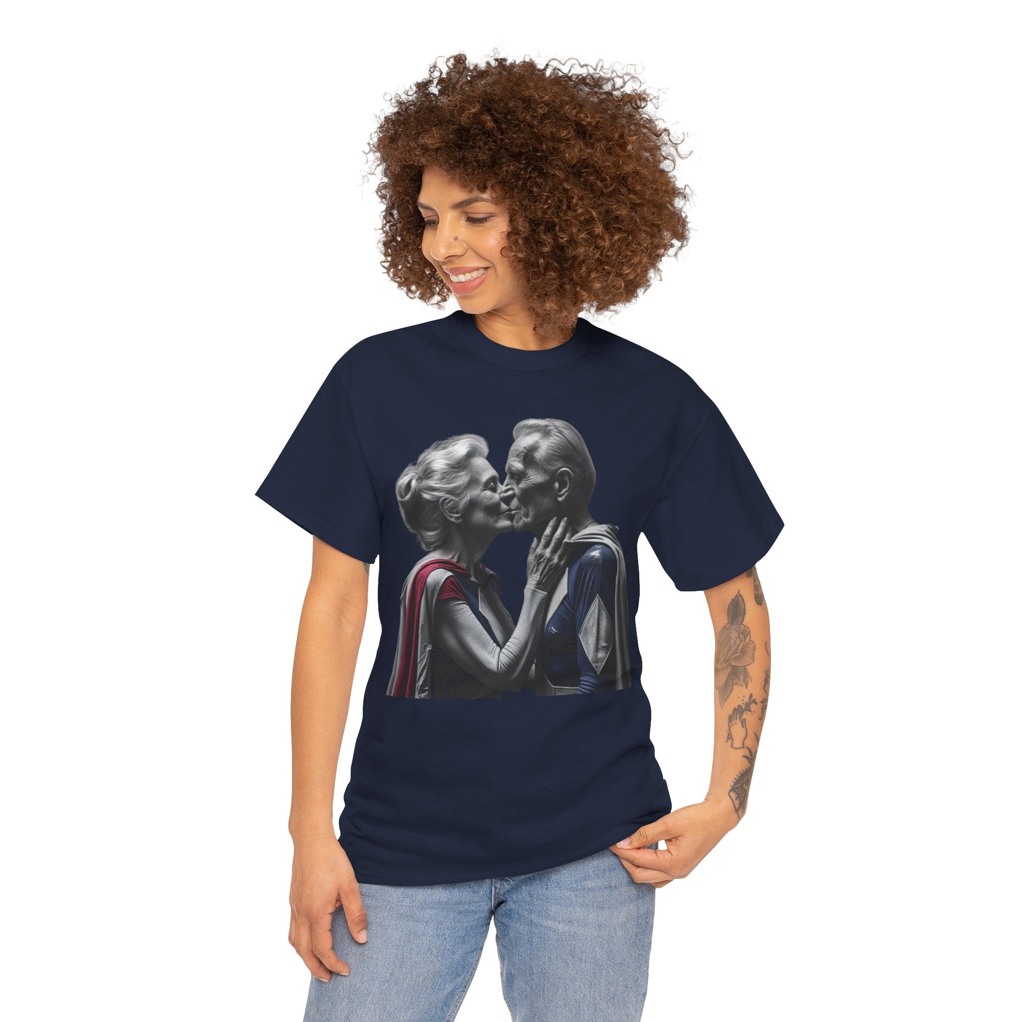 Kissing Old Superheroes — T‑Shirt