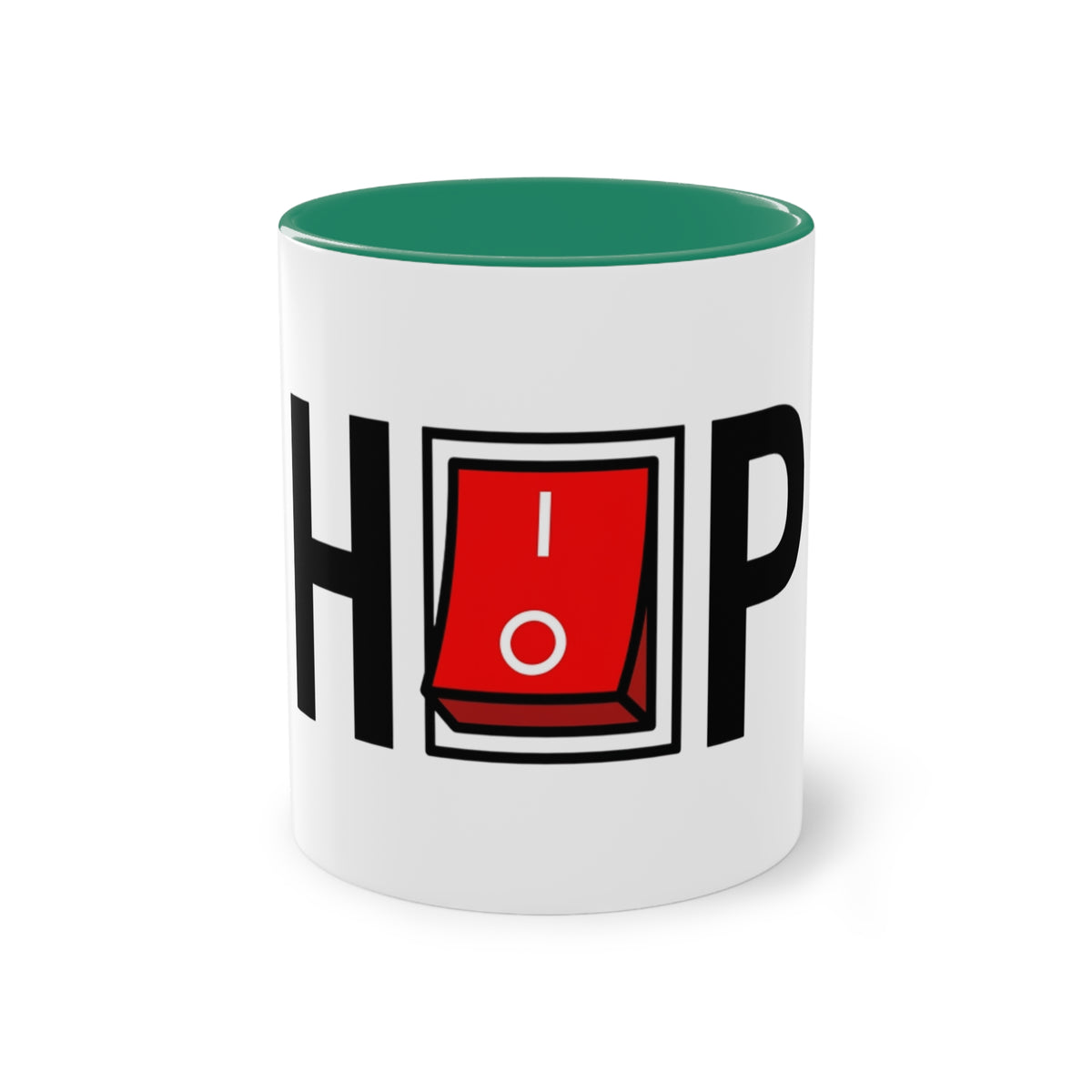 Hip Hop Mug in Dark Green – red help switch hip hop music mug