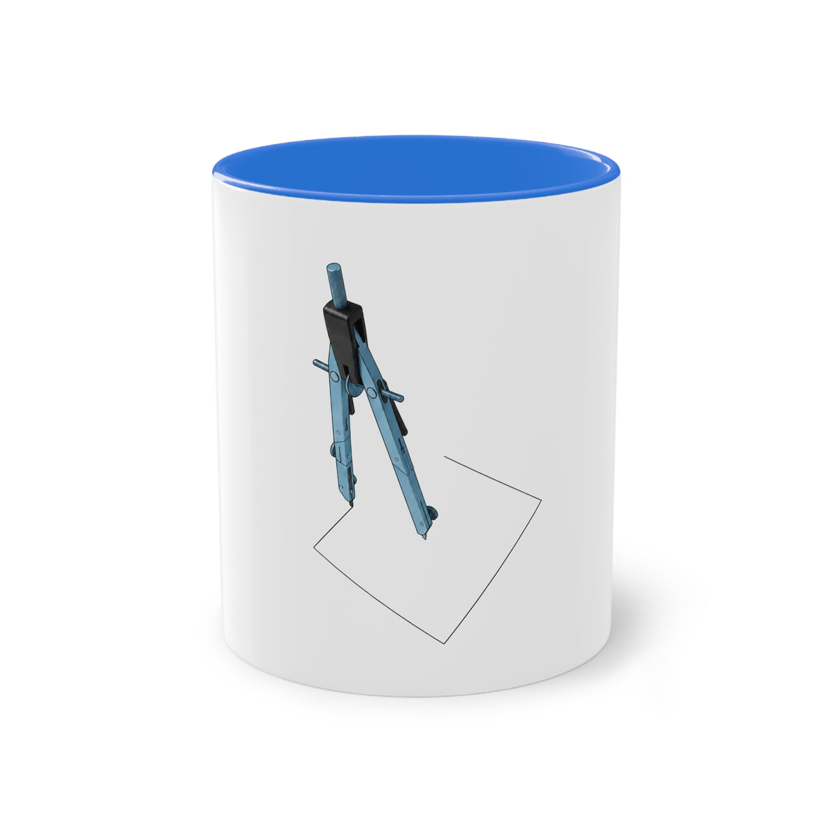 Engineer Compass Mug in Cambridge Blue – architect compass geometric art mug