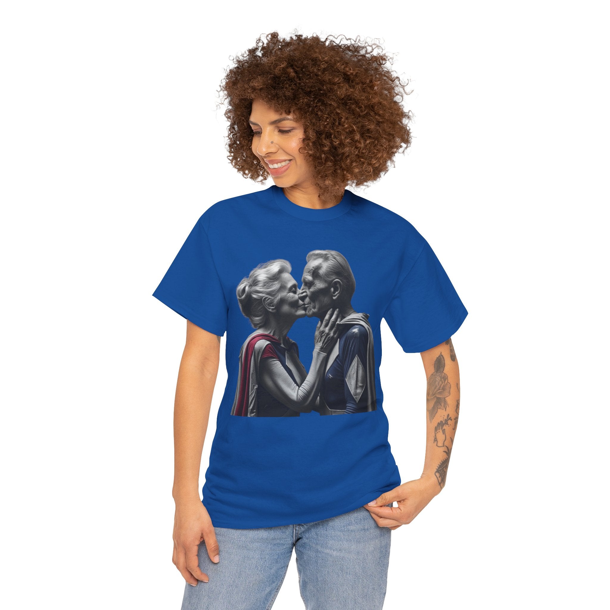 Kissing Old Superheroes — T‑Shirt