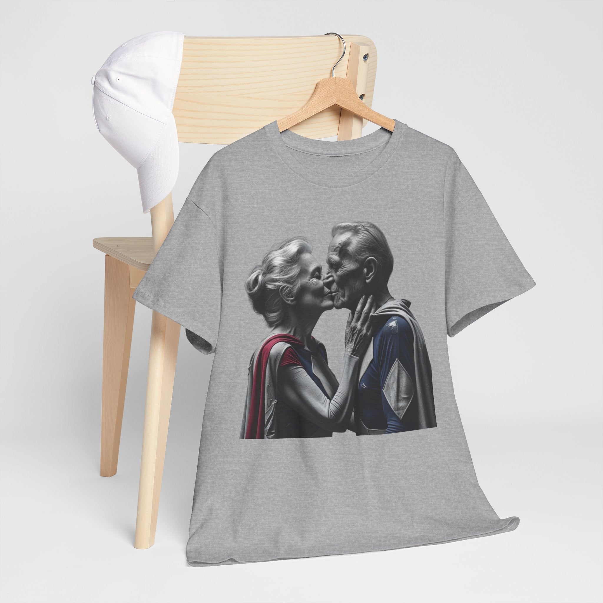 Kissing Old Superheroes — T‑Shirt