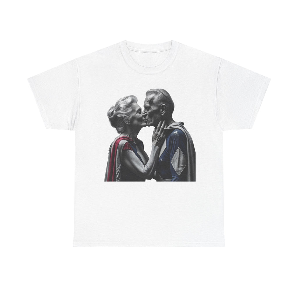 Kissing Old Superheroes T-Shirt – Pop Culture Graphic Tee