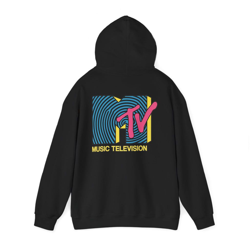 MTV Retro Logo Hoodie in Black – 90s music culture sweatshirt