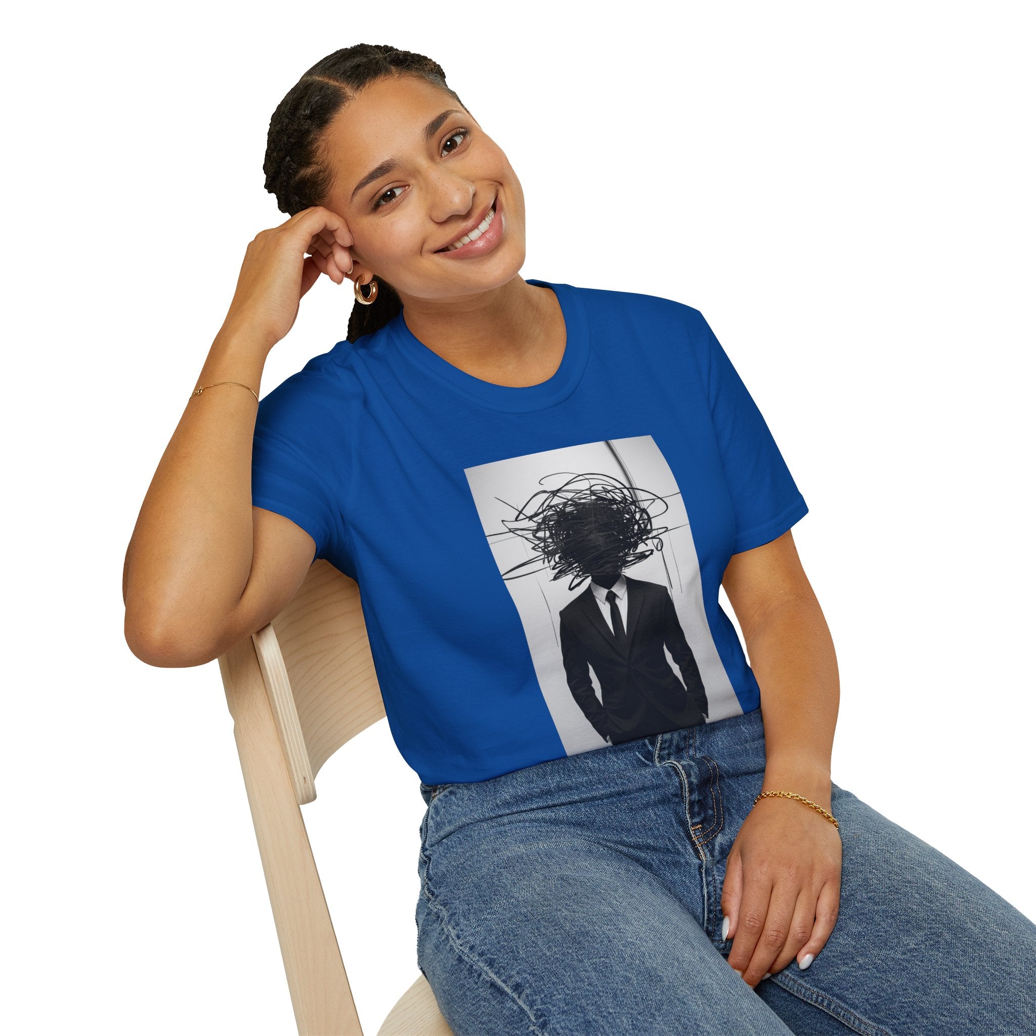 Abstract Scribble Head — T‑Shirt