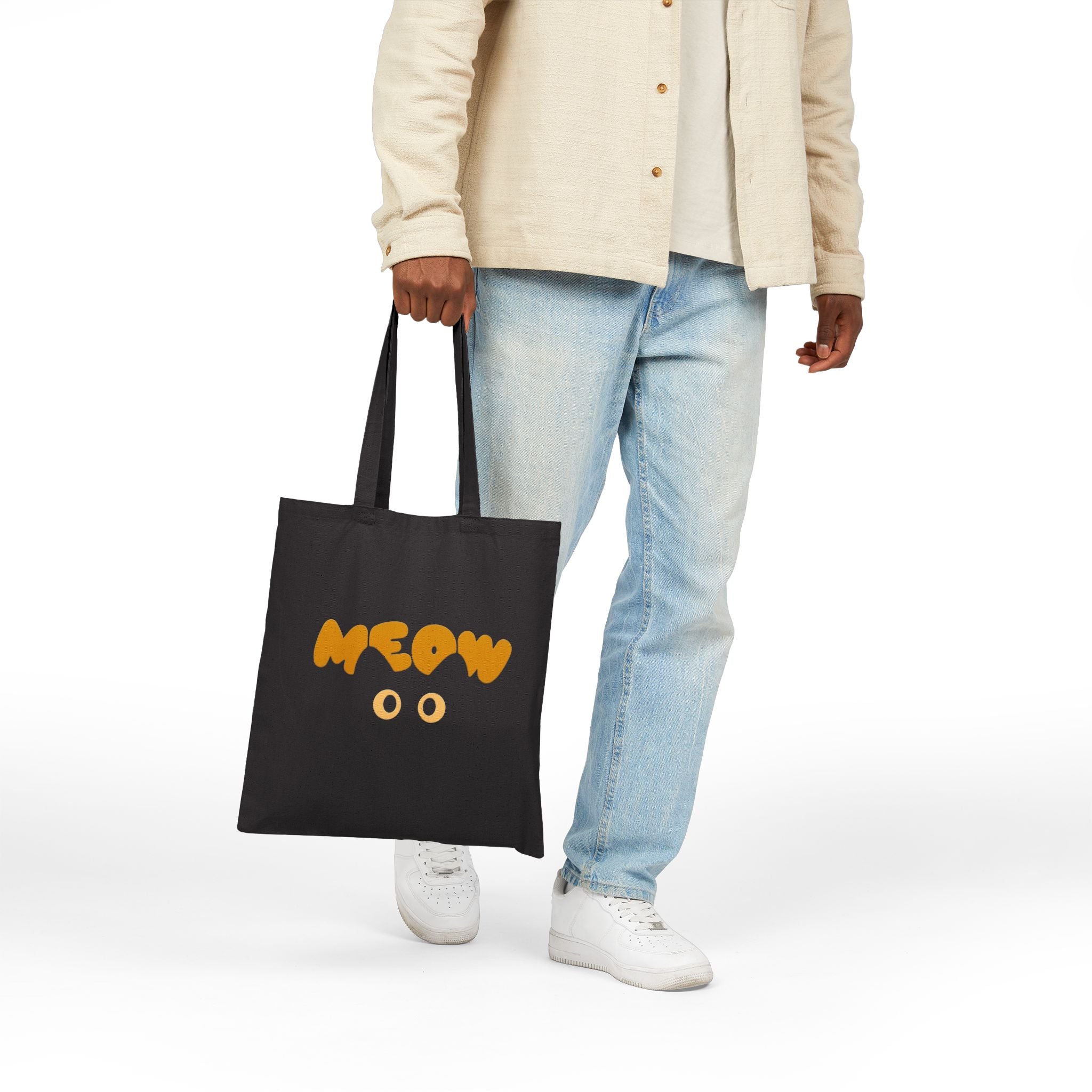 'Meow' — Canvas Grocery & Book Tote