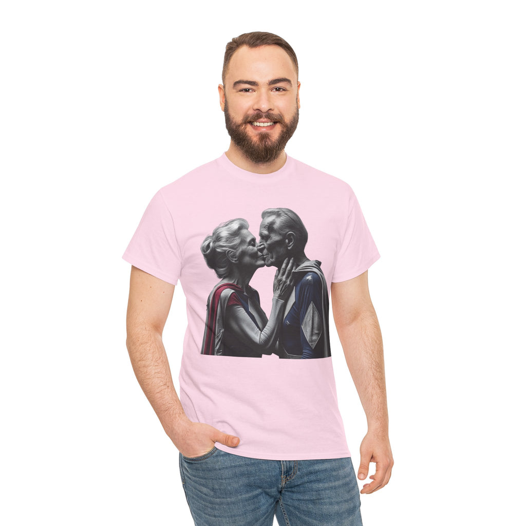 Kissing Old Superheroes — T‑Shirt