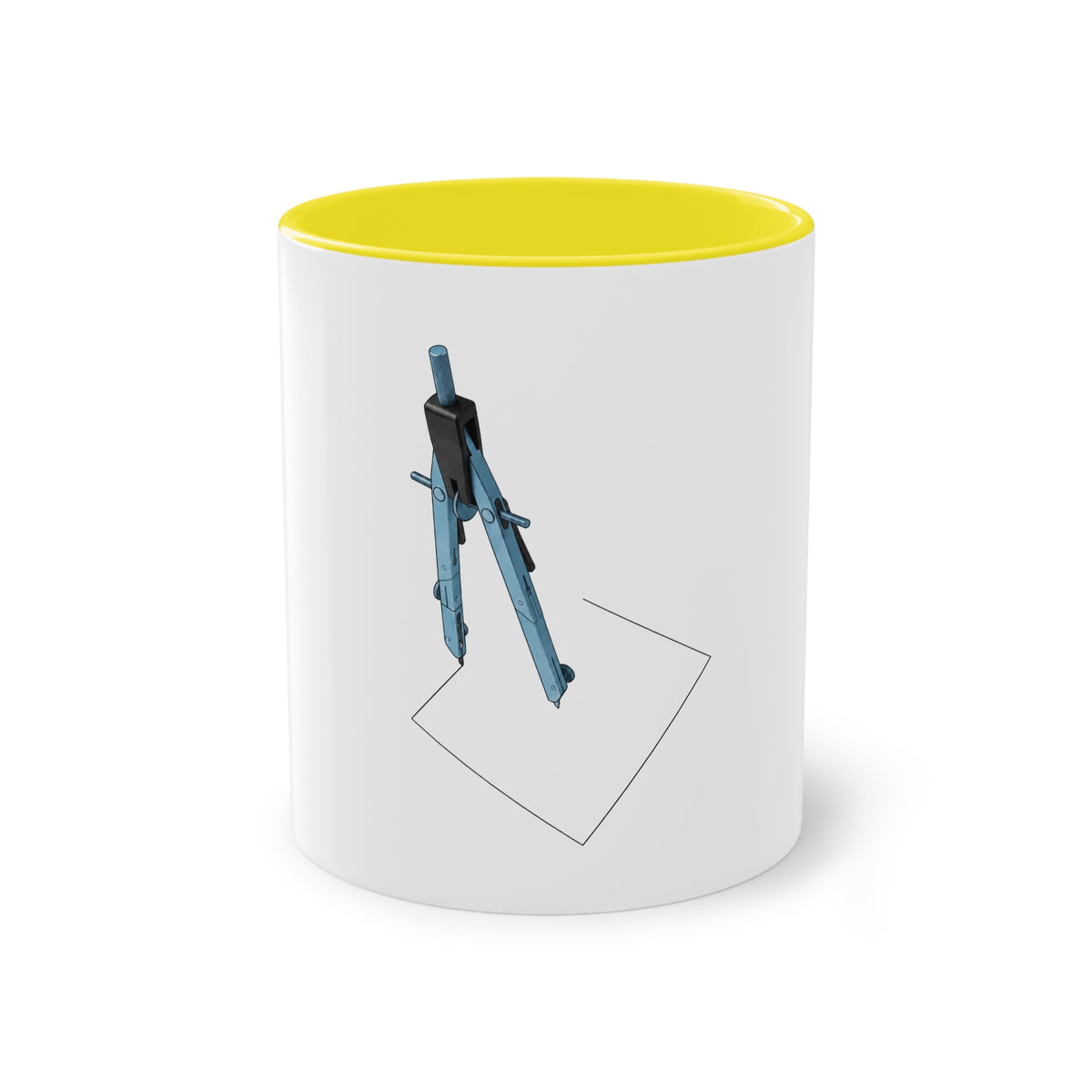 Engineer Compass Mug in Yellow – architect compass geometric art mug