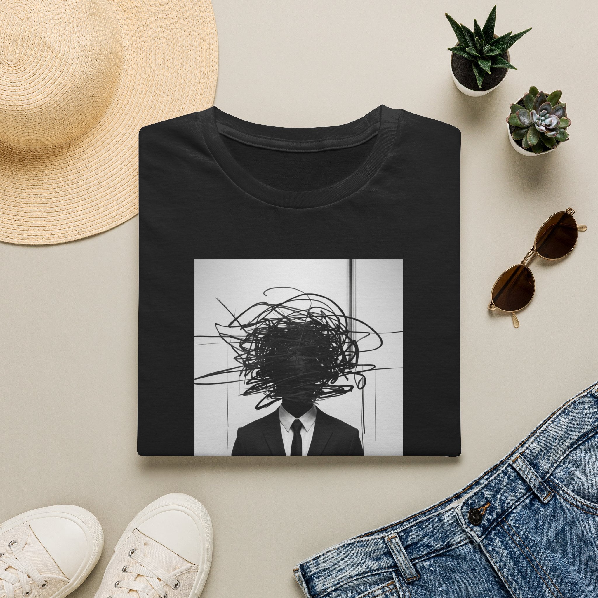 Abstract Scribble Head — T‑Shirt