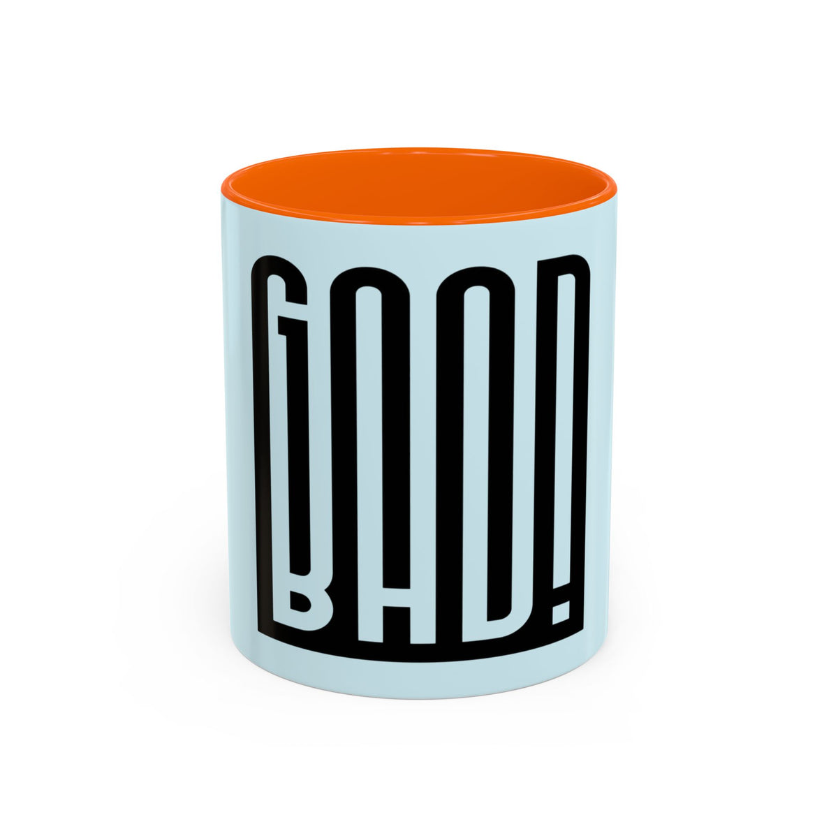 Good Bad Mug in Orange – good bad bold typography mug