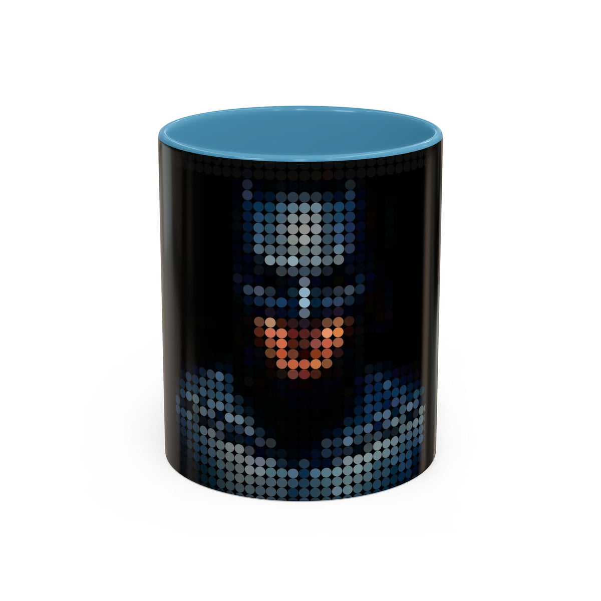 Pixel Art Dark Knight Mug in Light Blue – pixel art dark knight superhero mug