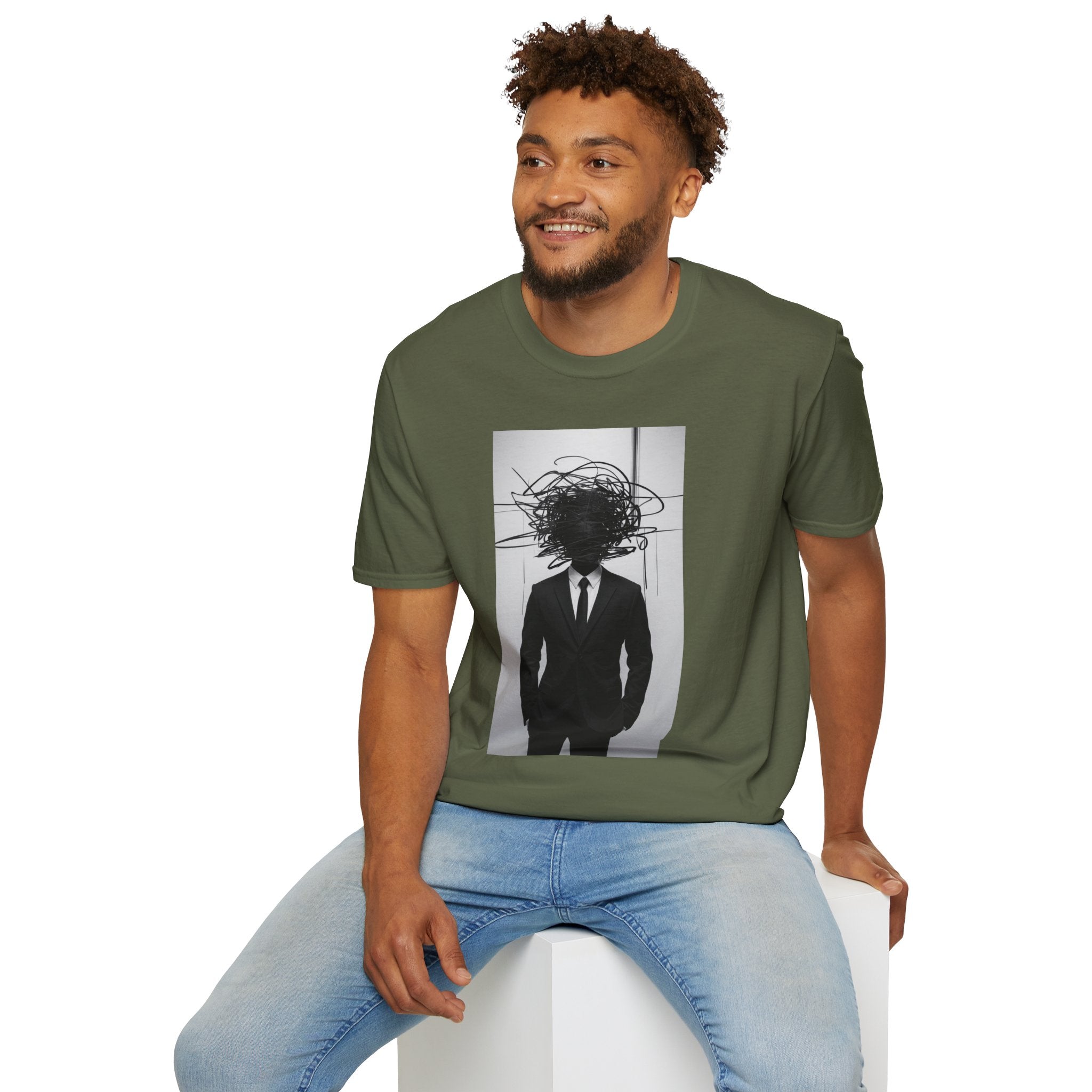 Abstract Scribble Head — T‑Shirt