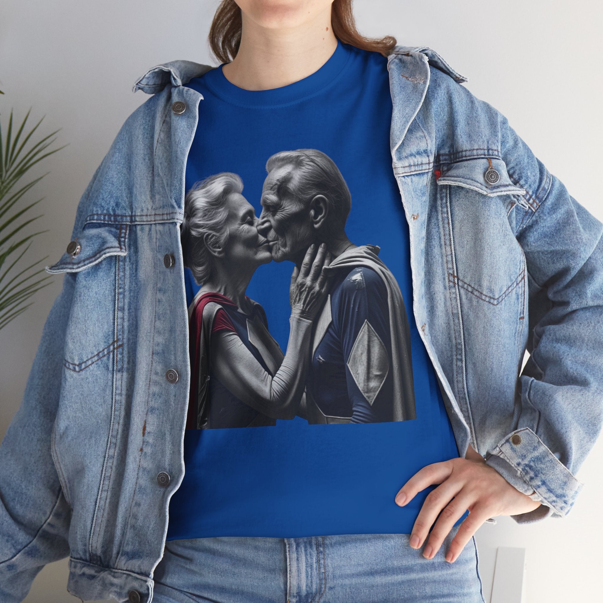 Kissing Old Superheroes — T‑Shirt