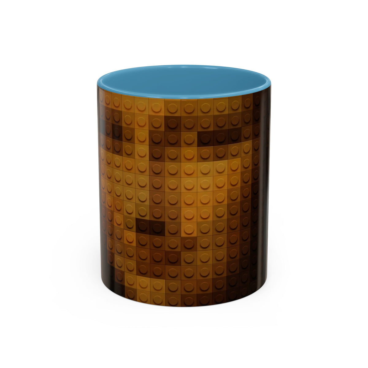 Lego Brick Portrait Mug in Light Blue – brick mosaic portrait pop art mug