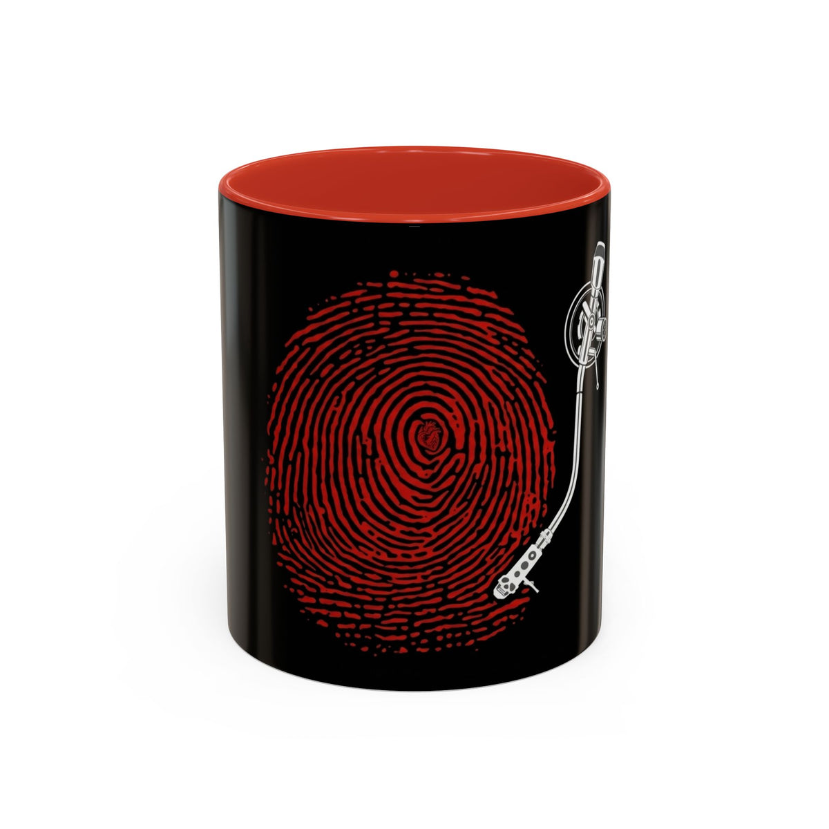 Red Vinile Mug in Red – fingerprint turntable vinyl music art mug