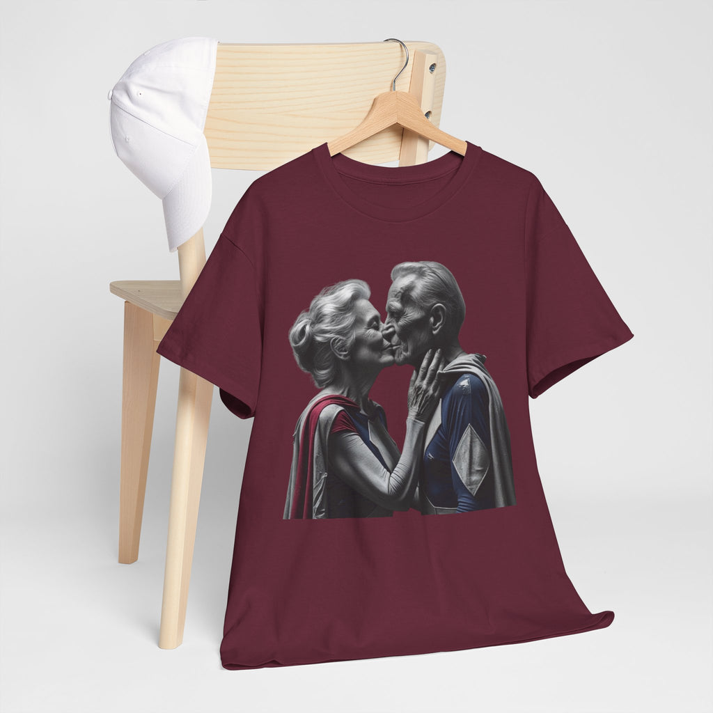 Kissing Old Superheroes — T‑Shirt