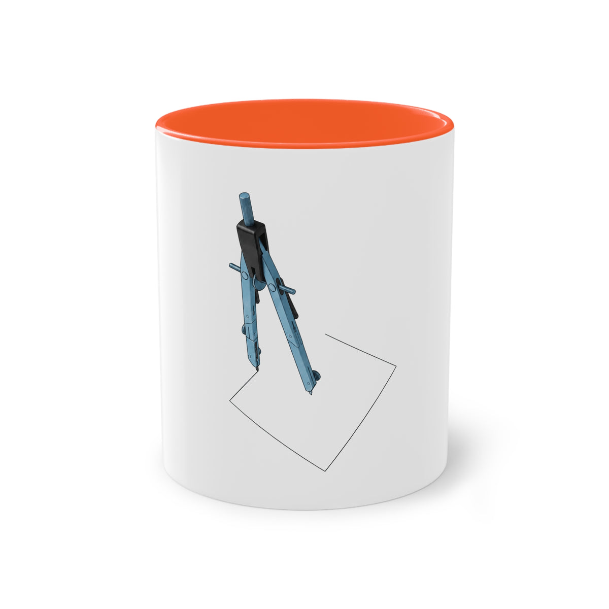 Engineer Compass Mug in Orange – architect compass geometric art mug