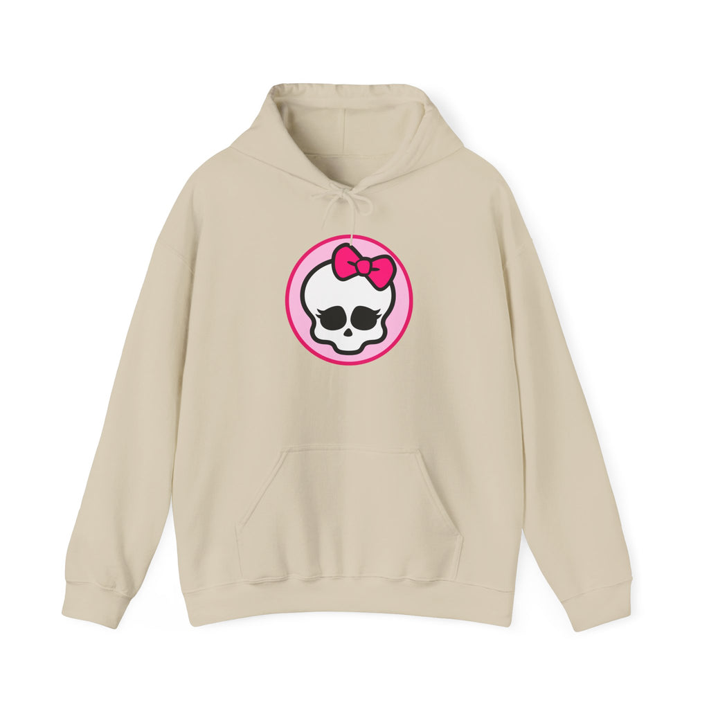 Pink Skull Bow Hoodie – cute pastel goth sweatshirt.