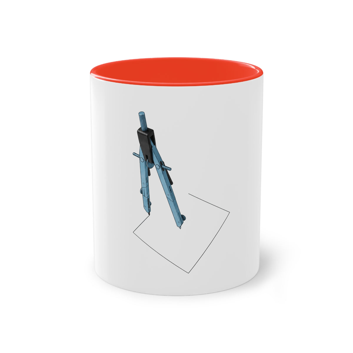 Engineer Compass Mug in Red – architect compass geometric art mug