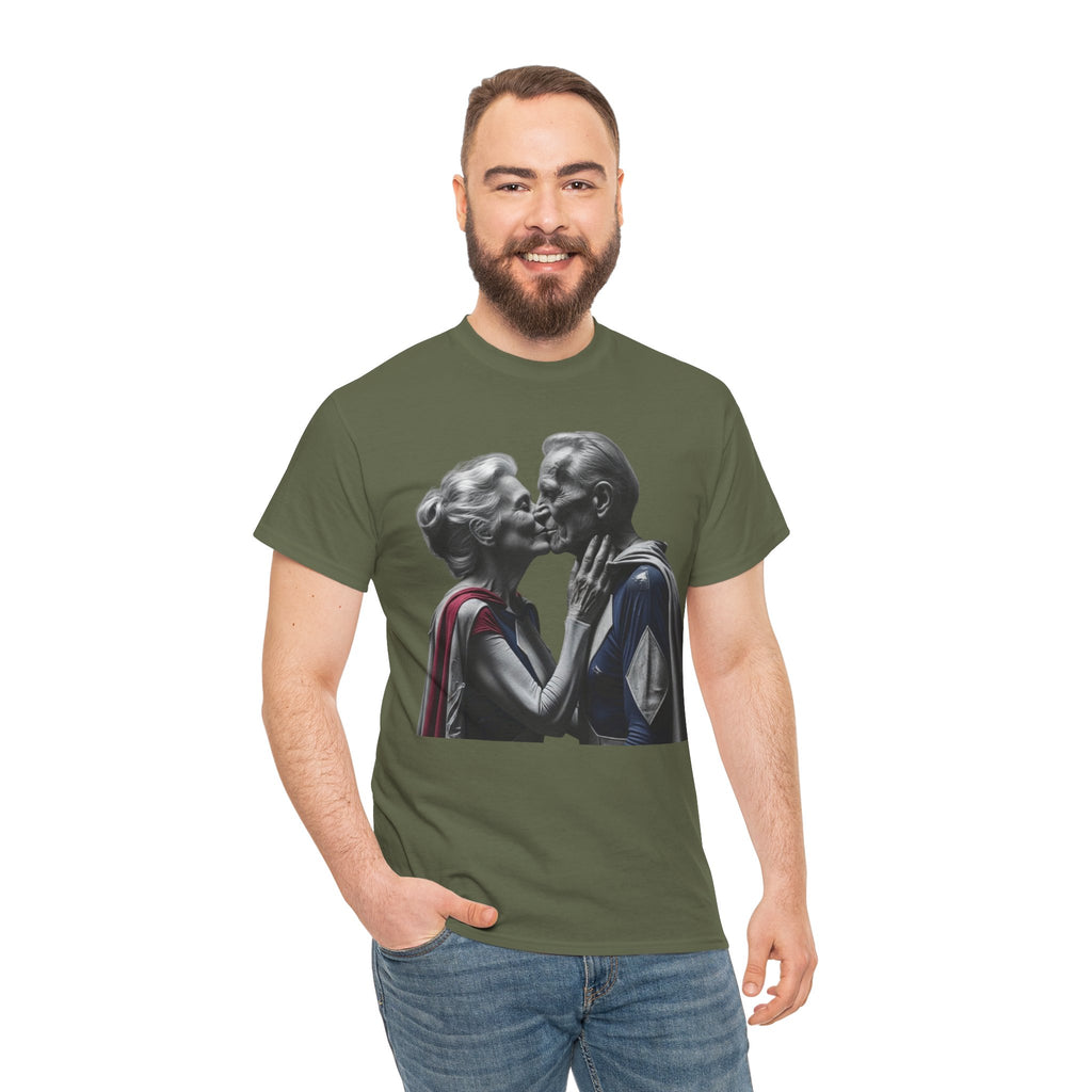 Kissing Old Superheroes — T‑Shirt