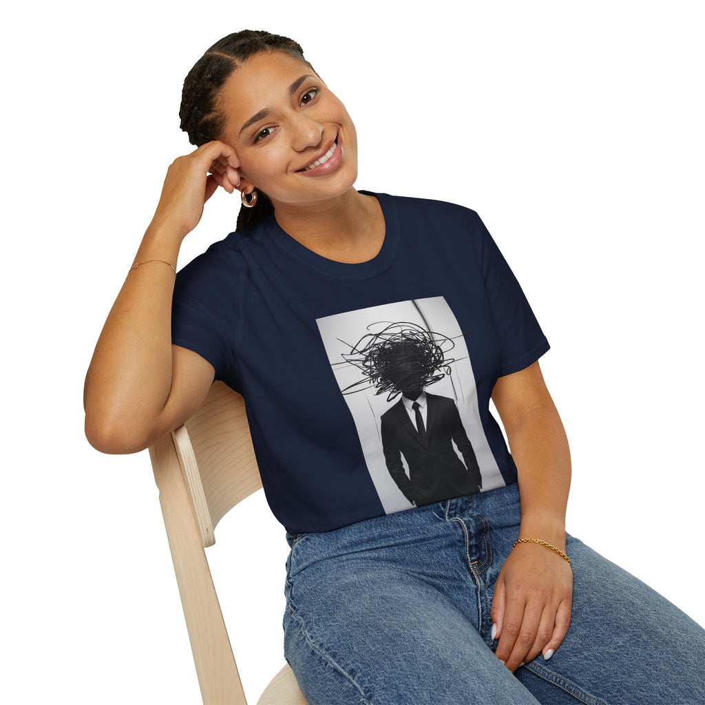 Abstract Scribble Head — T‑Shirt