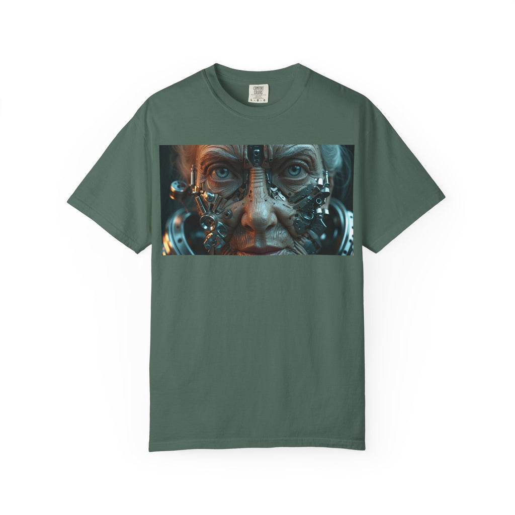 Cybernetic Old Face T-Shirt – Sci-Fi Art Graphic Tee