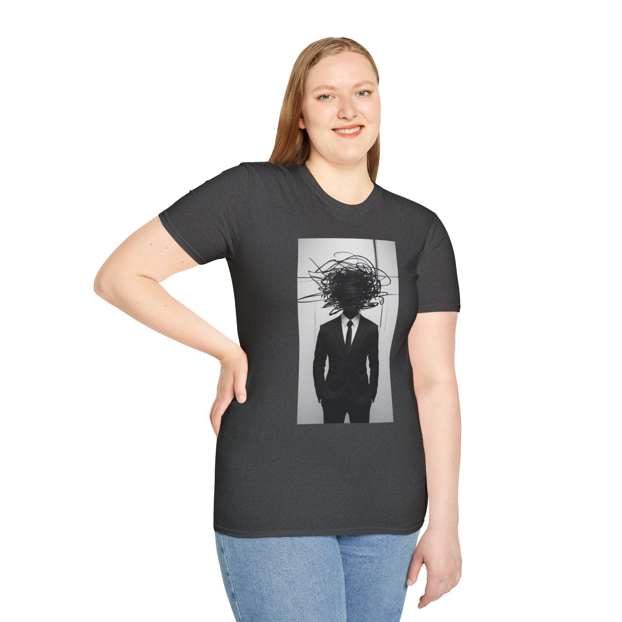 Abstract Scribble Head — T‑Shirt