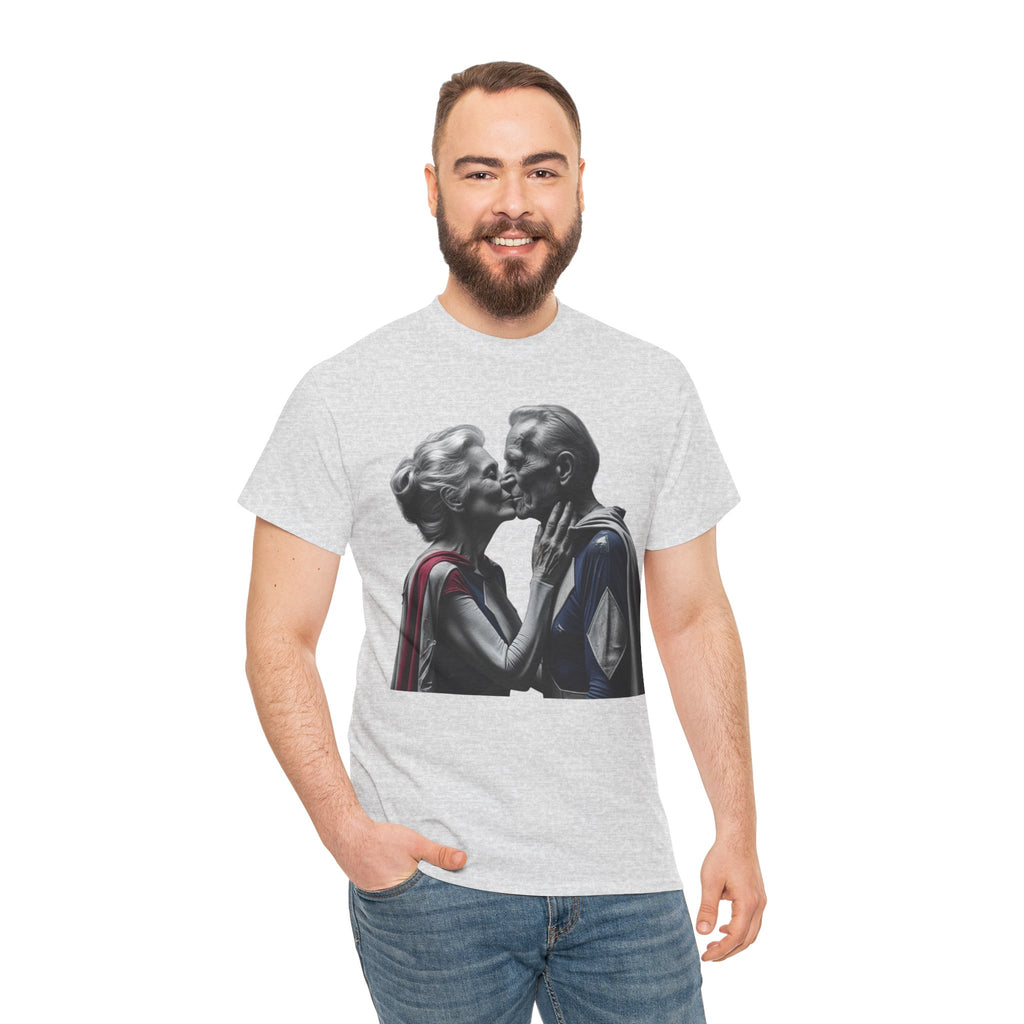 Kissing Old Superheroes — T‑Shirt