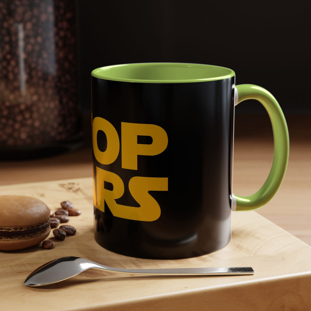 Stop Wars Mug – Stop Wars yellow peace message mug.