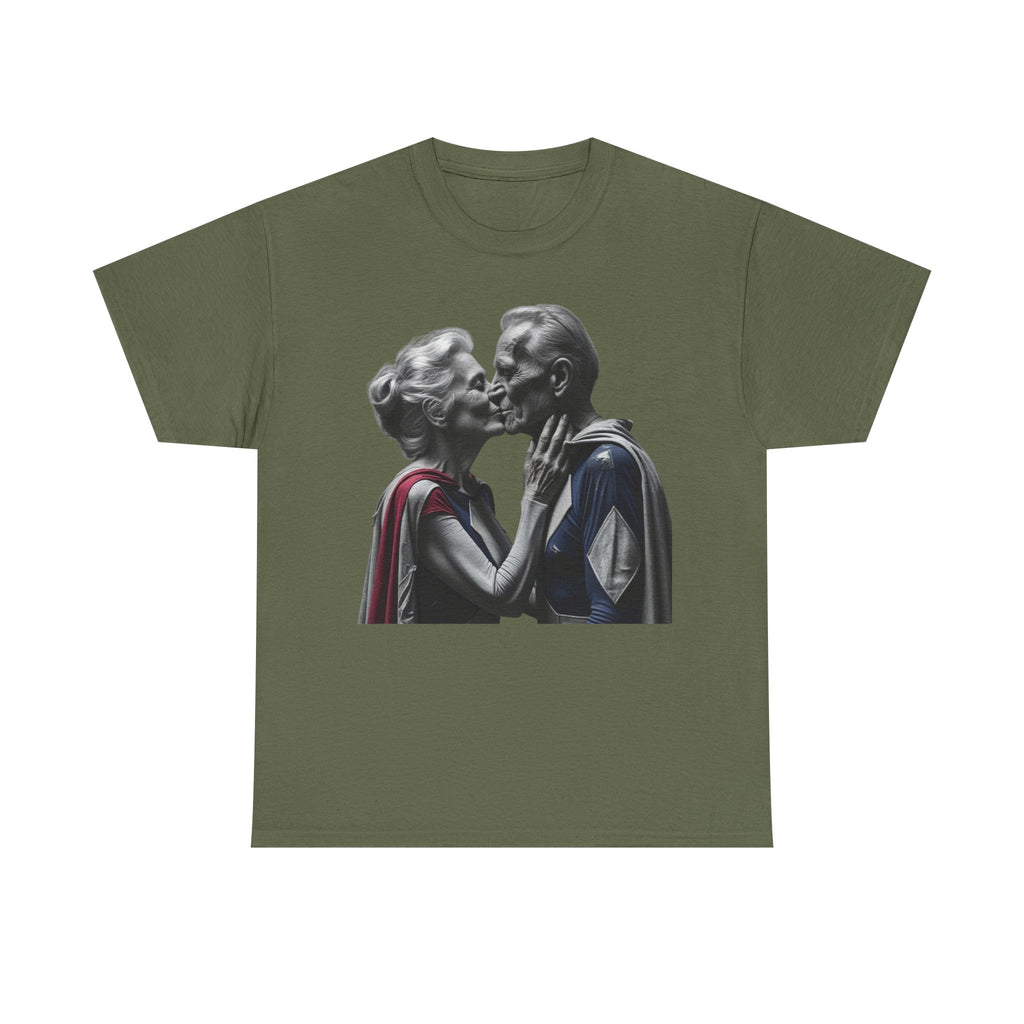 Kissing Old Superheroes T-Shirt – Pop Culture Graphic Tee