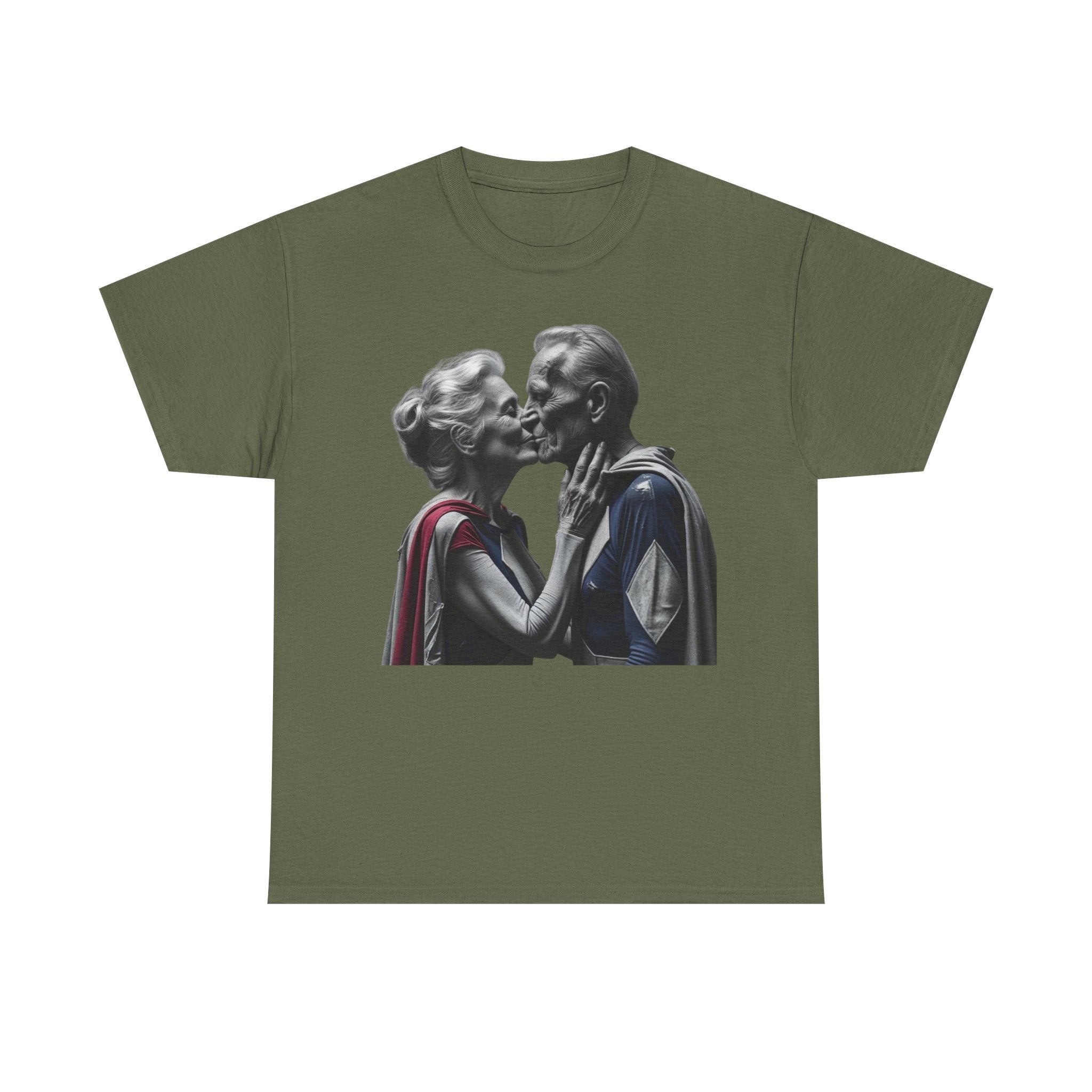 Kissing Old Superheroes — T‑Shirt