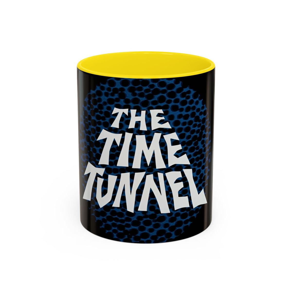 The Time Tunnel Mug in Yellow – retro sci-fi time tunnel spiral mug