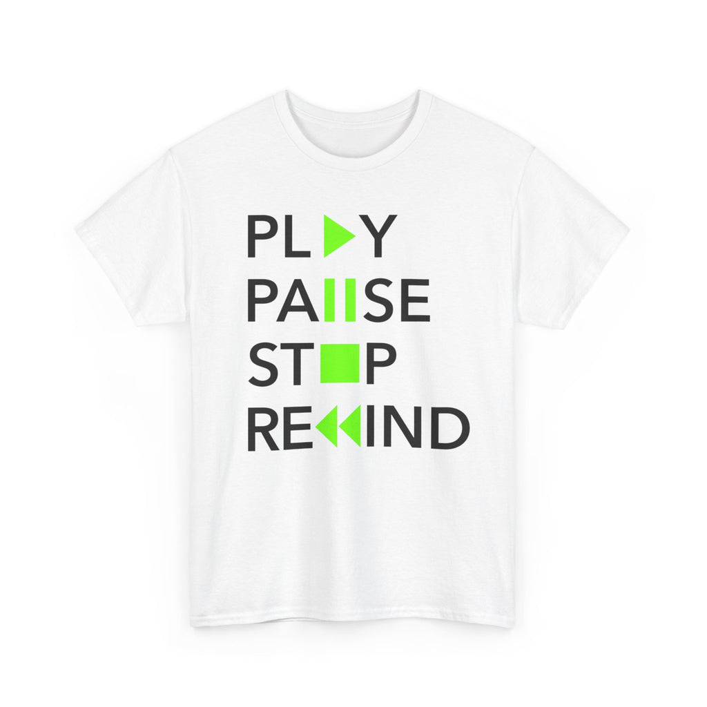 Play Pause Stop Rewind T-Shirt – Music Lover Graphic Tee
