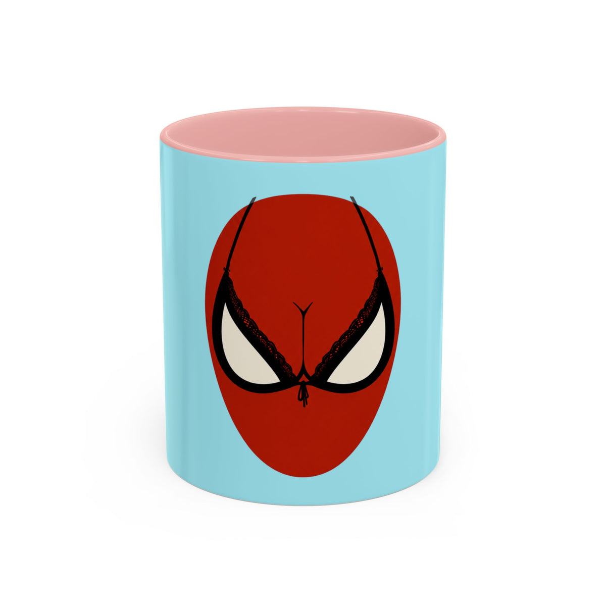 Spider Brassière Mug in Pink – red superhero mask pop culture mug
