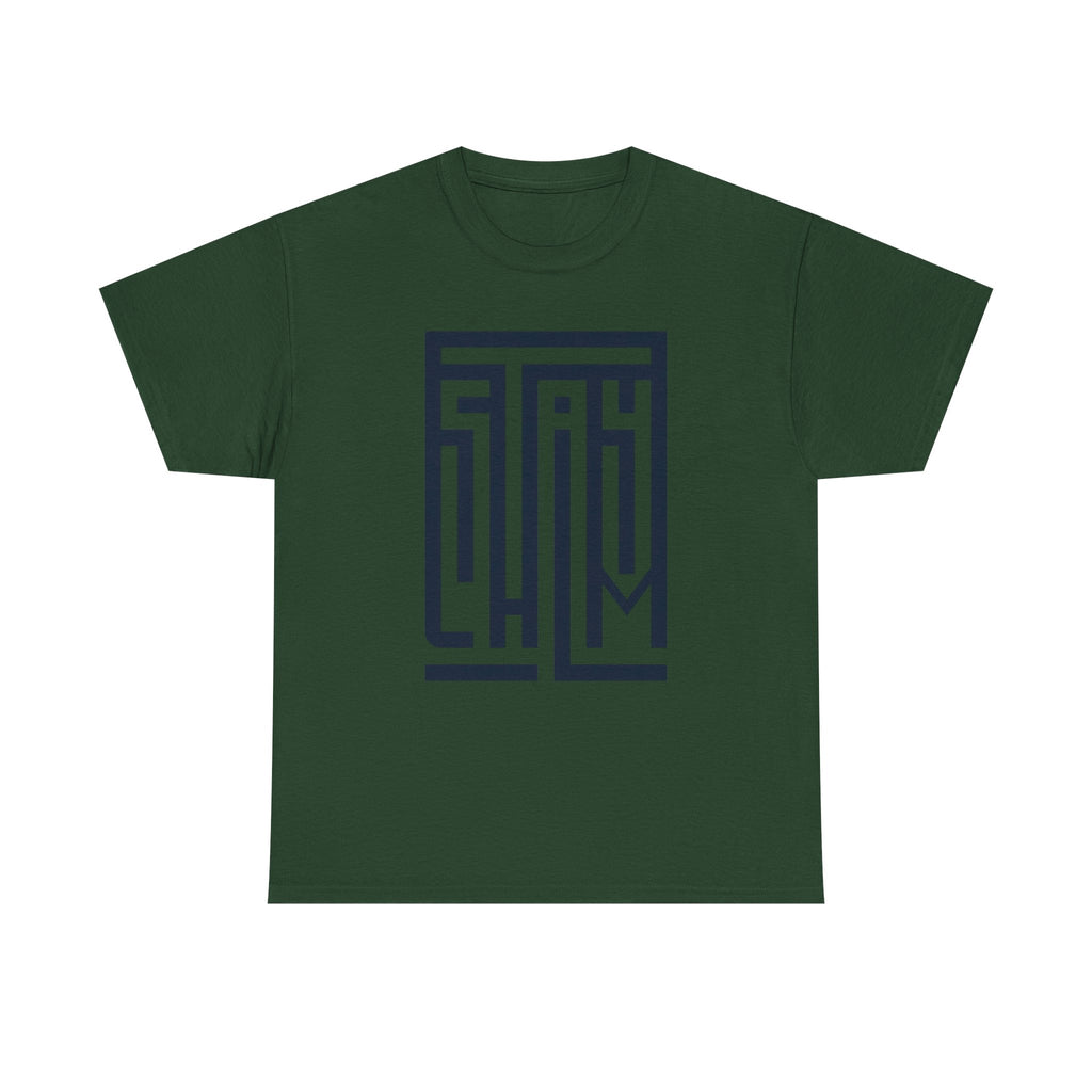 Stay Calm T-Shirt – Minimalist Maze Wordmark Graphic Tee