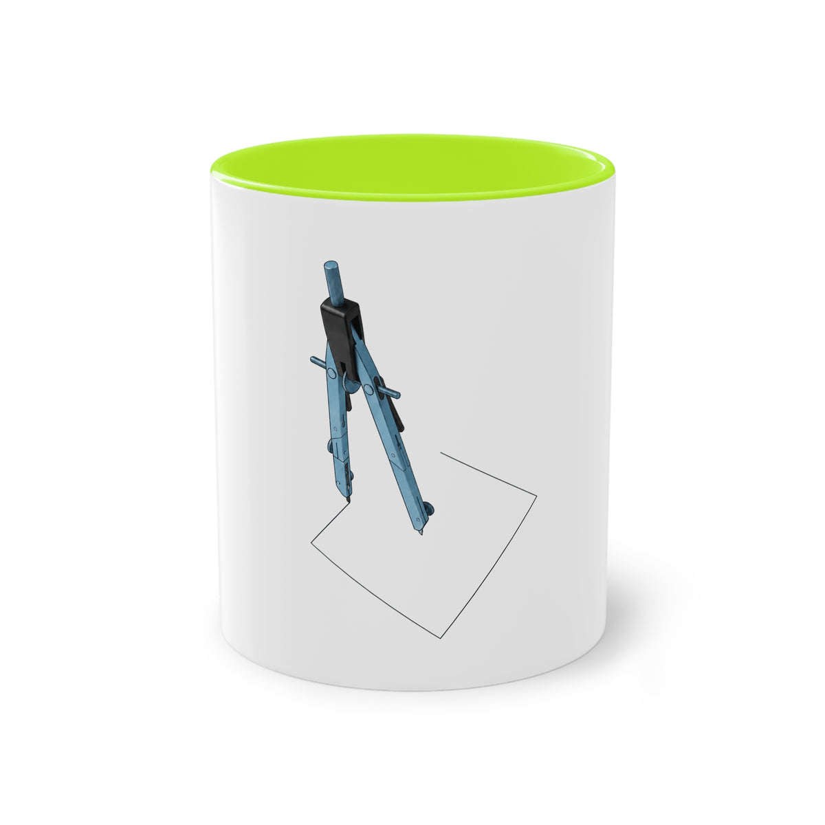 Engineer Compass Mug in Light Green – architect compass geometric art mug